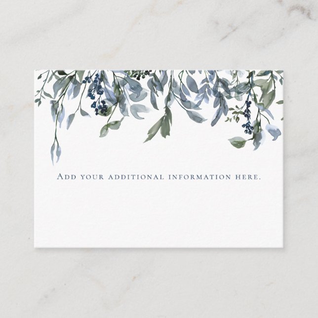 Watercolor Dusty Blue Floral Bridal Shower Enclosure Card (Front)