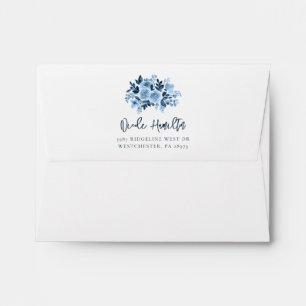 Watercolor Dusty Blue Floral Bridal Shower Envelope
