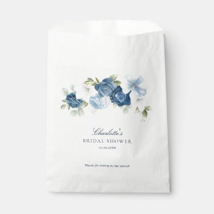 Watercolor Dusty Blue Floral Bridal Shower Paper Favour Bags