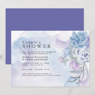 Watercolor Dusty Blue Floral Shower Invitation