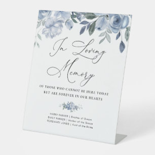 watercolor dusty blue floral wedding memorial sign