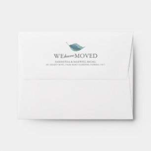 Watercolor Dusty Blue Leaves Return Address Envelope