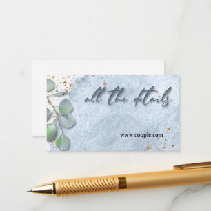Watercolor dusty blue Wedding Details card