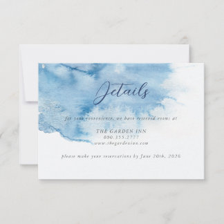 Watercolor Dusty Blue Wedding Details Card