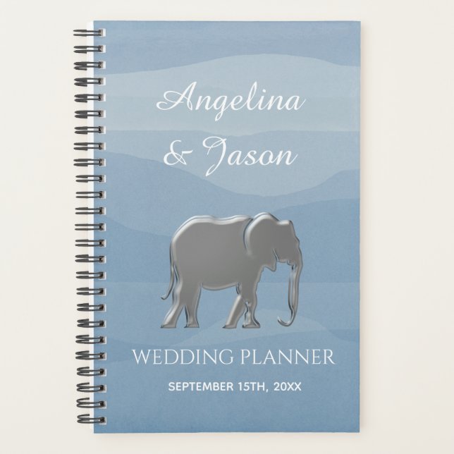 Watercolor Dusty Blue Wedding Planner (Front)