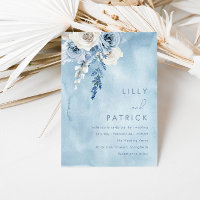 Watercolor Dusty Blue & White Floral Wedding