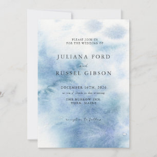 Watercolor Dusty Blue Winter Wedding Invitation
