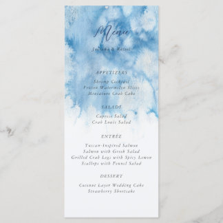 Watercolor Dusty Blue Winter Wedding Menu