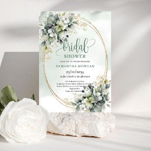 Watercolor Dusty Green Bridal Shower Invitation