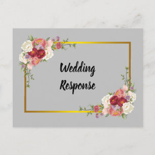 Watercolor Dusty Grey Gold Blush Peach Wedding Pos Postcard