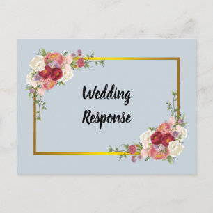 Watercolor Dusty Grey Gold Blush Peach Wedding Postcard