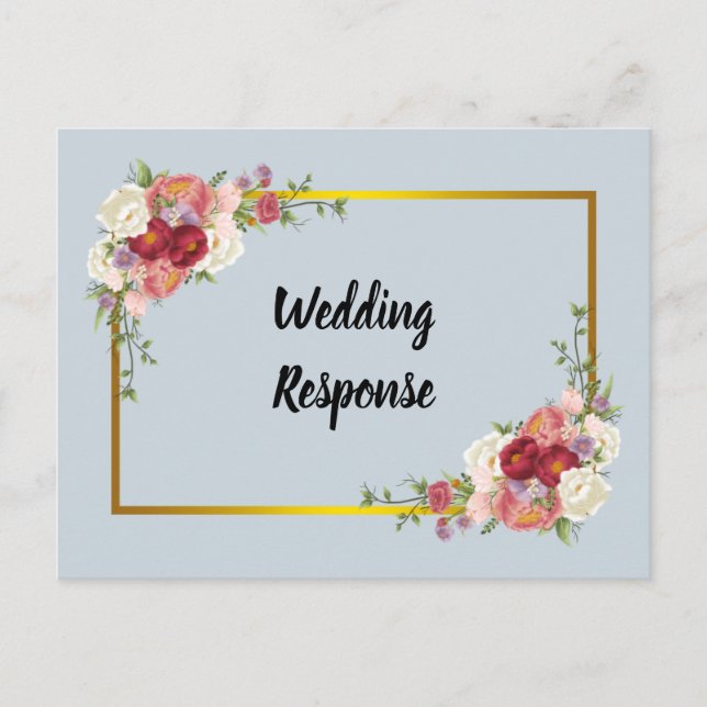 Watercolor Dusty Grey Gold Blush Peach Wedding Postcard (Front)