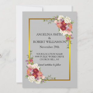 Watercolor Dusty Grey Gold Blush Peach Wedding Sav Save The Date