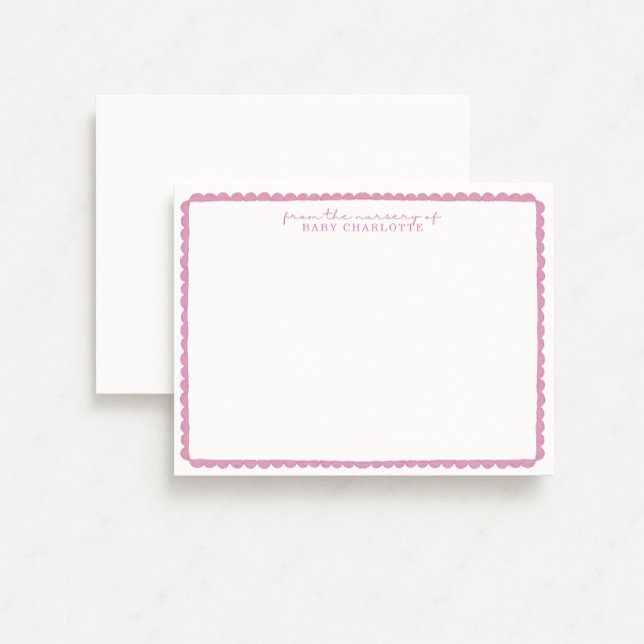 Watercolor dusty Pink Scalloped Nursery Note Card (Creator Uploaded)