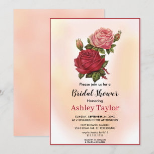 Watercolor dusty rose fall floral Bridal Shower Invitation