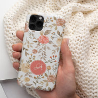 Watercolor dusty rose floral monogram