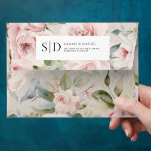 Watercolor Dusty Rose Pink Wedding Envelope