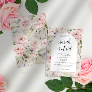 Watercolor Dusty Rose Pink Wedding Invitation