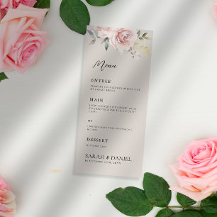 Watercolor Dusty Rose Pink Wedding  Menu