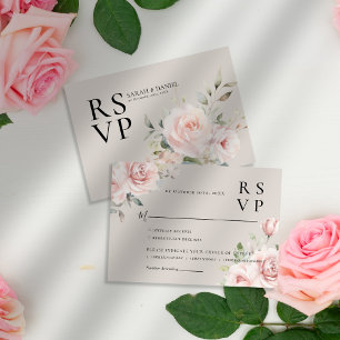 Watercolor Dusty Rose Pink Wedding RSVP Card