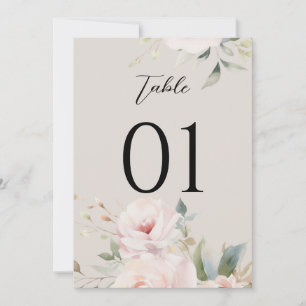 Watercolor Dusty Rose Pink Wedding Table Numbers