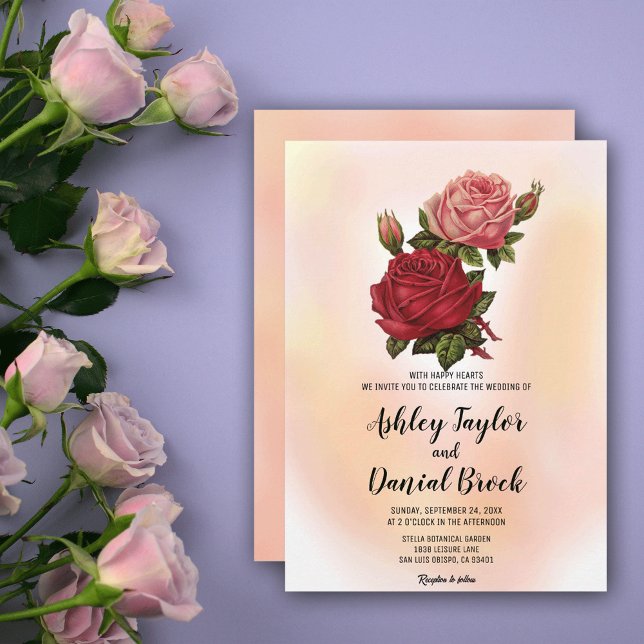 Watercolor Dusty Rose Rustic Summer Floral Wedding Invitation (Creator Uploaded)