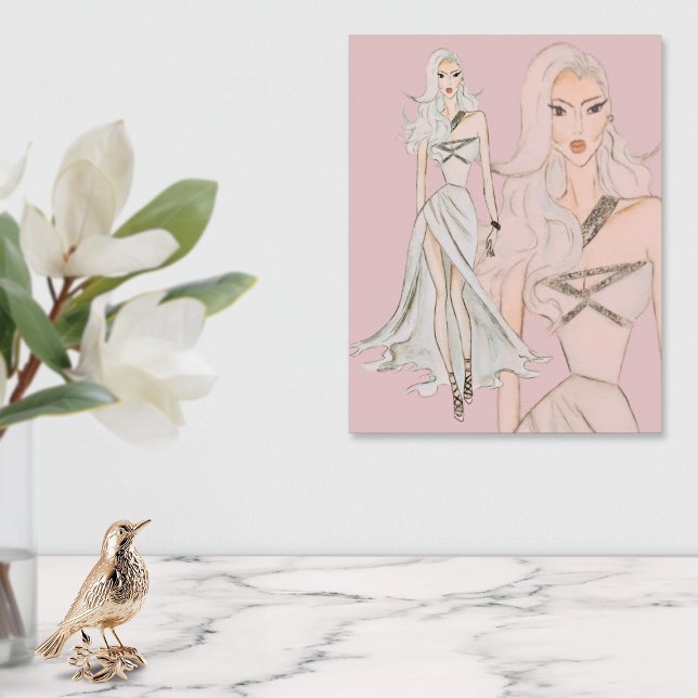 Watercolor Dusty Rose Vogue Fashion Model  Poster (Creator Uploaded)
