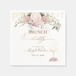 Watercolor Dusty Roses Brunch Bubbly Napkins