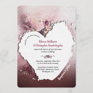Watercolor Dusty Roses Romantic Boho Wedding Invitation