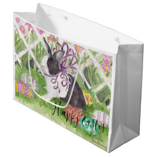 Watercolor Dutch Rabbit Easter Eggs Large Gift Bag