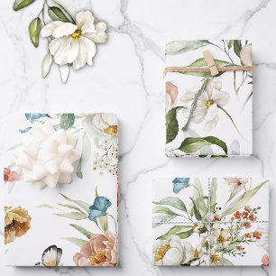 Watercolor Dutch Still Life Floral Art Wildflowers Wrapping Paper Sheet