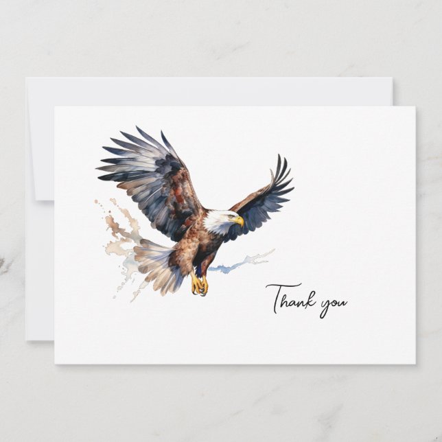 Watercolor Eagle Funeral Thank You (Front)