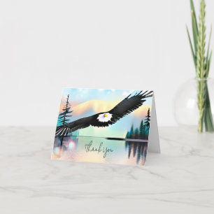 Watercolor Eagle over lake customisable Card