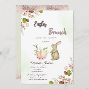 Watercolor Eags Bunny Easter Brunch & Bubbly Invitation