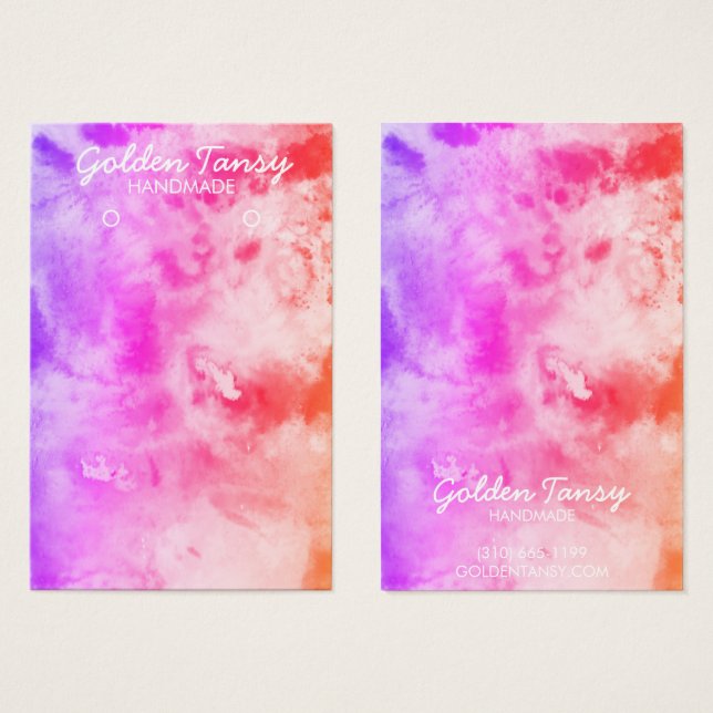 Watercolor Earring Necklace Jewellery Display Card (Front & Back)