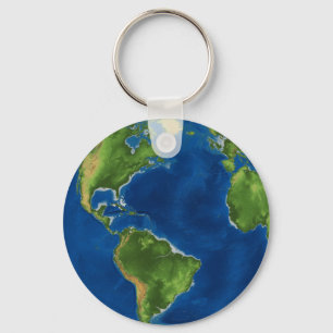 Watercolor Earth globe geography funny 3D illusion Key Ring