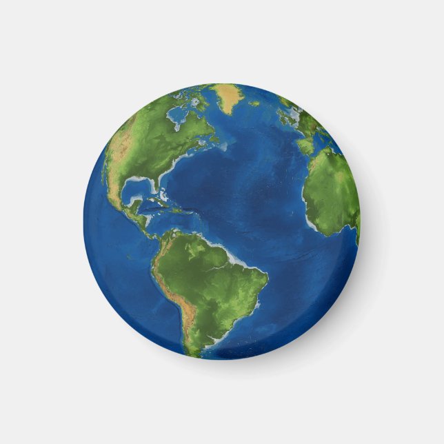 Watercolor Earth globe geography funny 3D illusion Magnet (Front)