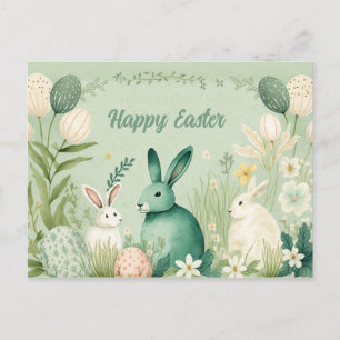 Watercolor Easter beautiful illustration Postcard