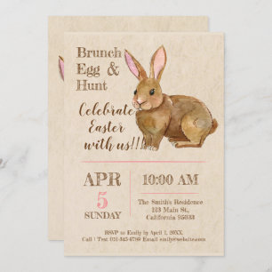 Watercolor Easter Brunch and Egg Hunt Invitation. Invitation
