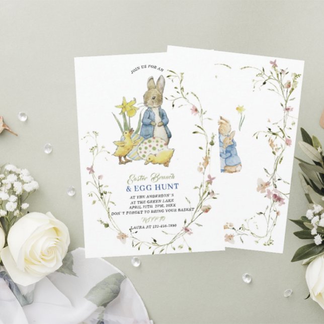 Watercolor Easter Brunch and Egg Hunt Peter Rabbit Invitation (Creator Uploaded)