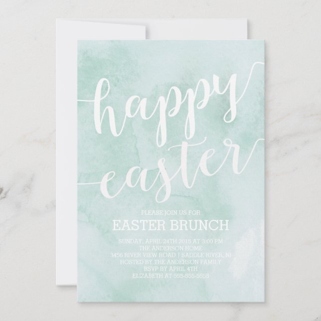 Watercolor Easter Brunch Dinner Party Invitation (Front)