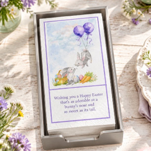 Watercolor Easter Bunnies in Flight Napkin
