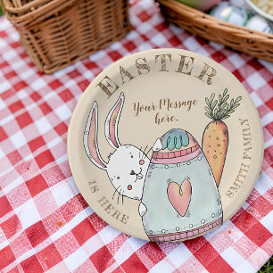 Watercolor Easter Bunny and Egg . Easter is Here! Paper Plate