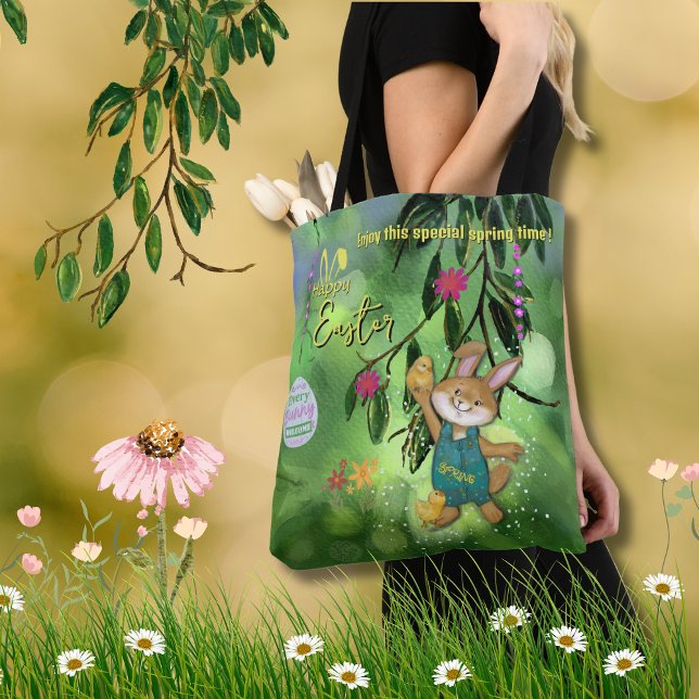 Watercolor Easter Bunny Chicken Custom Tote Bag (Watercolor Easter Bunny Chicken Custom Tote Bag )
