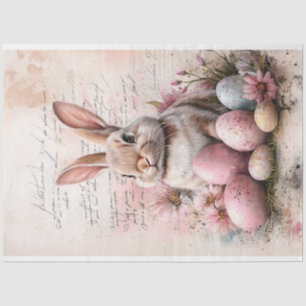 Watercolor Easter Bunny Colored Eggs Decoupage Tissue Paper