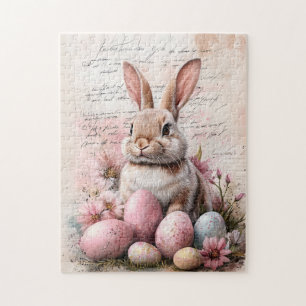 Watercolor Easter Bunny Coloured Eggs Jigsaw Puzzle