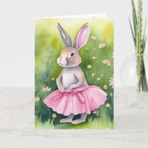Watercolor Easter Bunny For Granddaughter Holiday Card