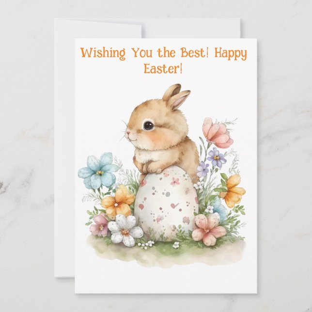 Watercolor Easter Bunny Greeting Card (Front)