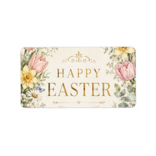 Watercolor Easter Bunny Greeting Card, Pastel Label