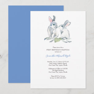 Watercolor Easter Bunny Invitations Boy Birthday